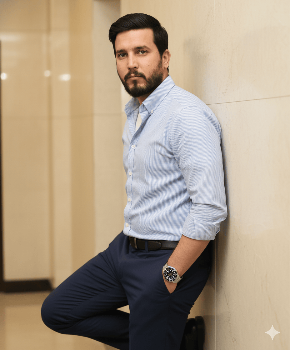 A man leaning against the wall