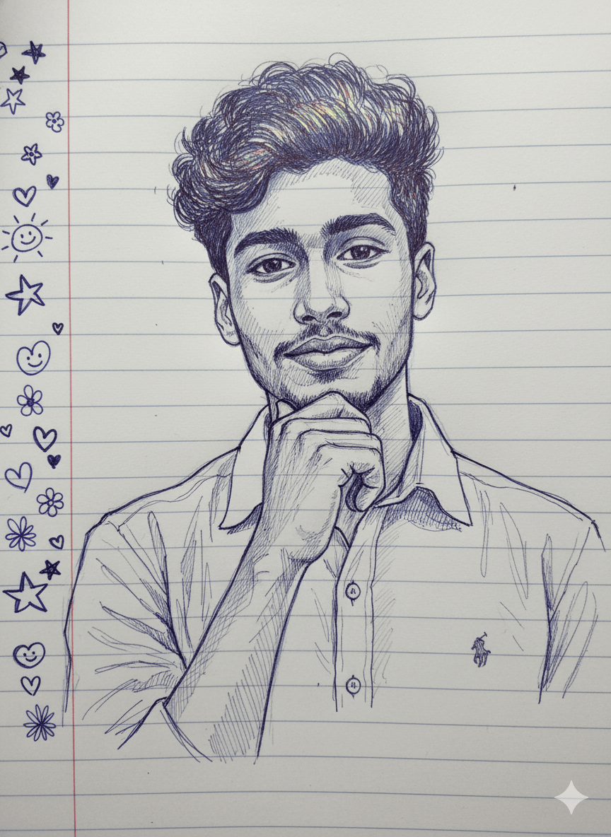 A realistic ballpoint pen sketch