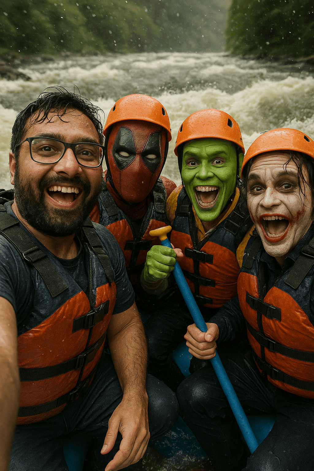 Adventure Selfie with Deadpool, The Mask, and Joker.