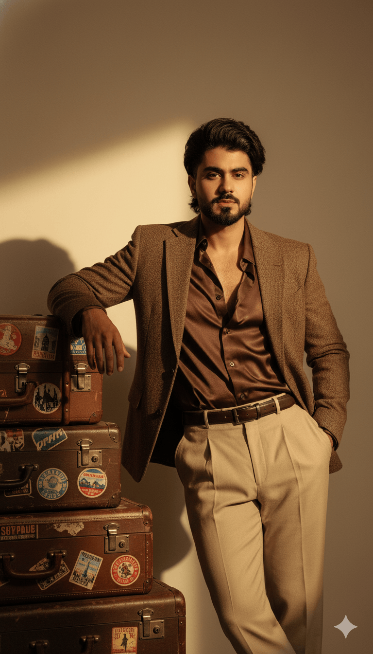 Brown and skin colour suit