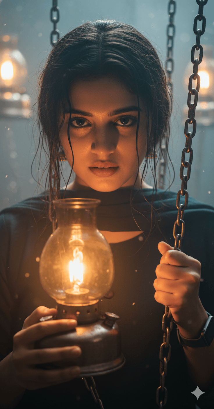 Chain Reaction: Hyperrealistic Portrait of the Lamp Bearer