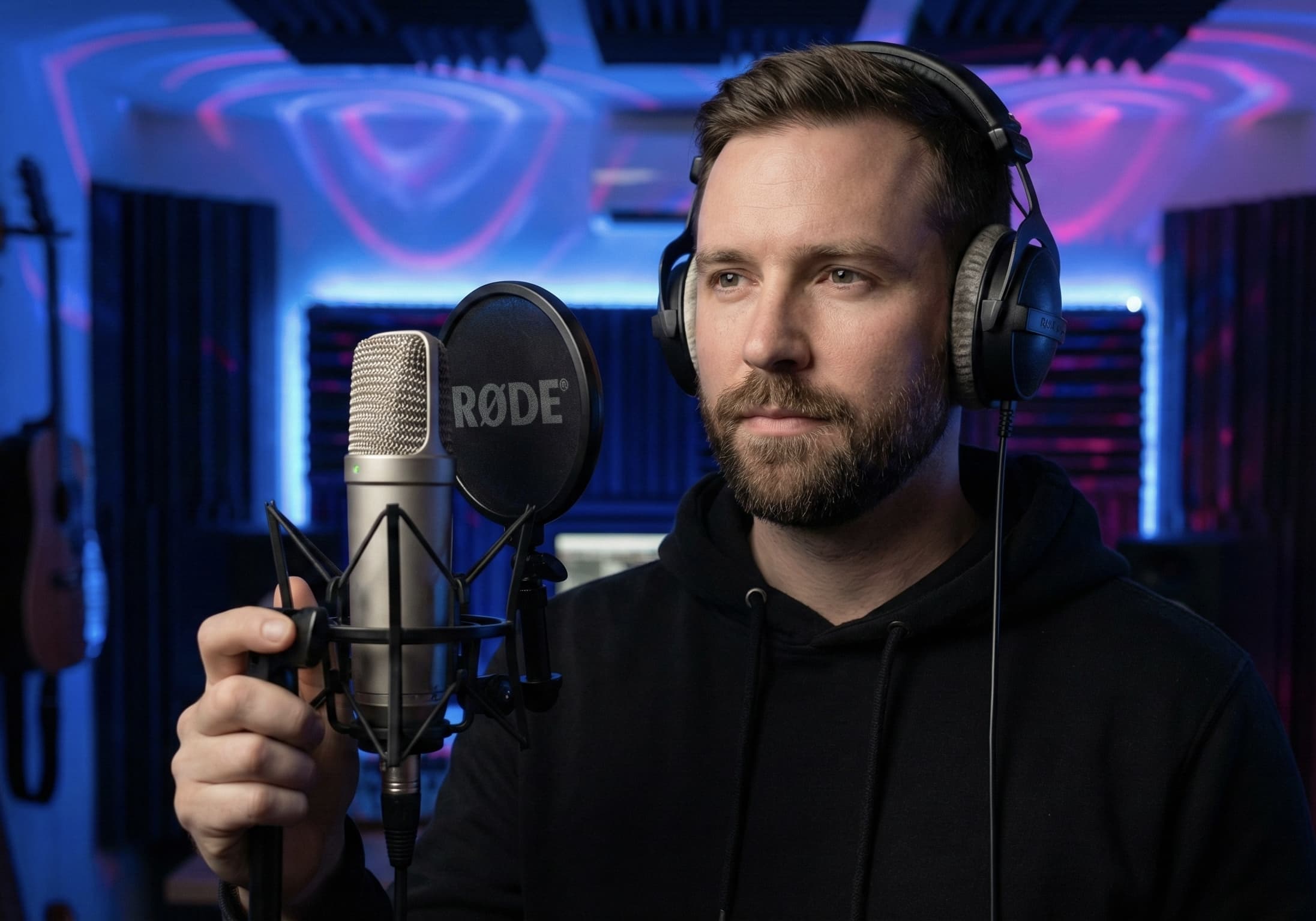 Cinematic Podcaster Portrait: Neon Studio Setup