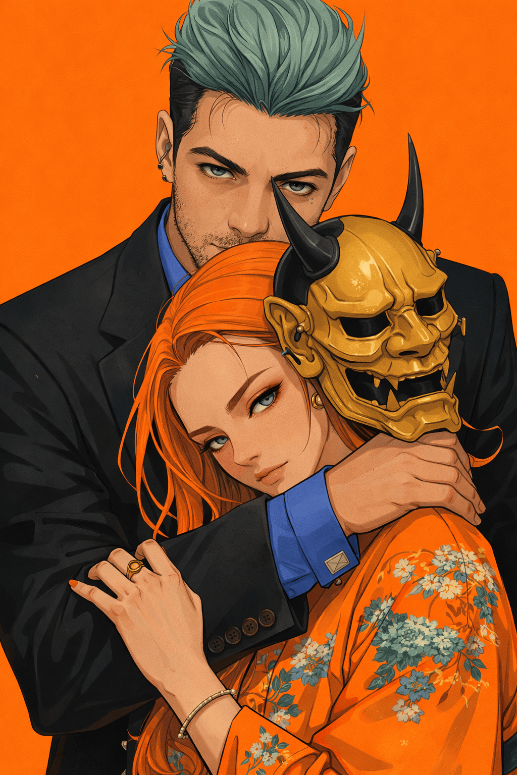 Duality Embrace Contemporary Anime Fashion Portrait