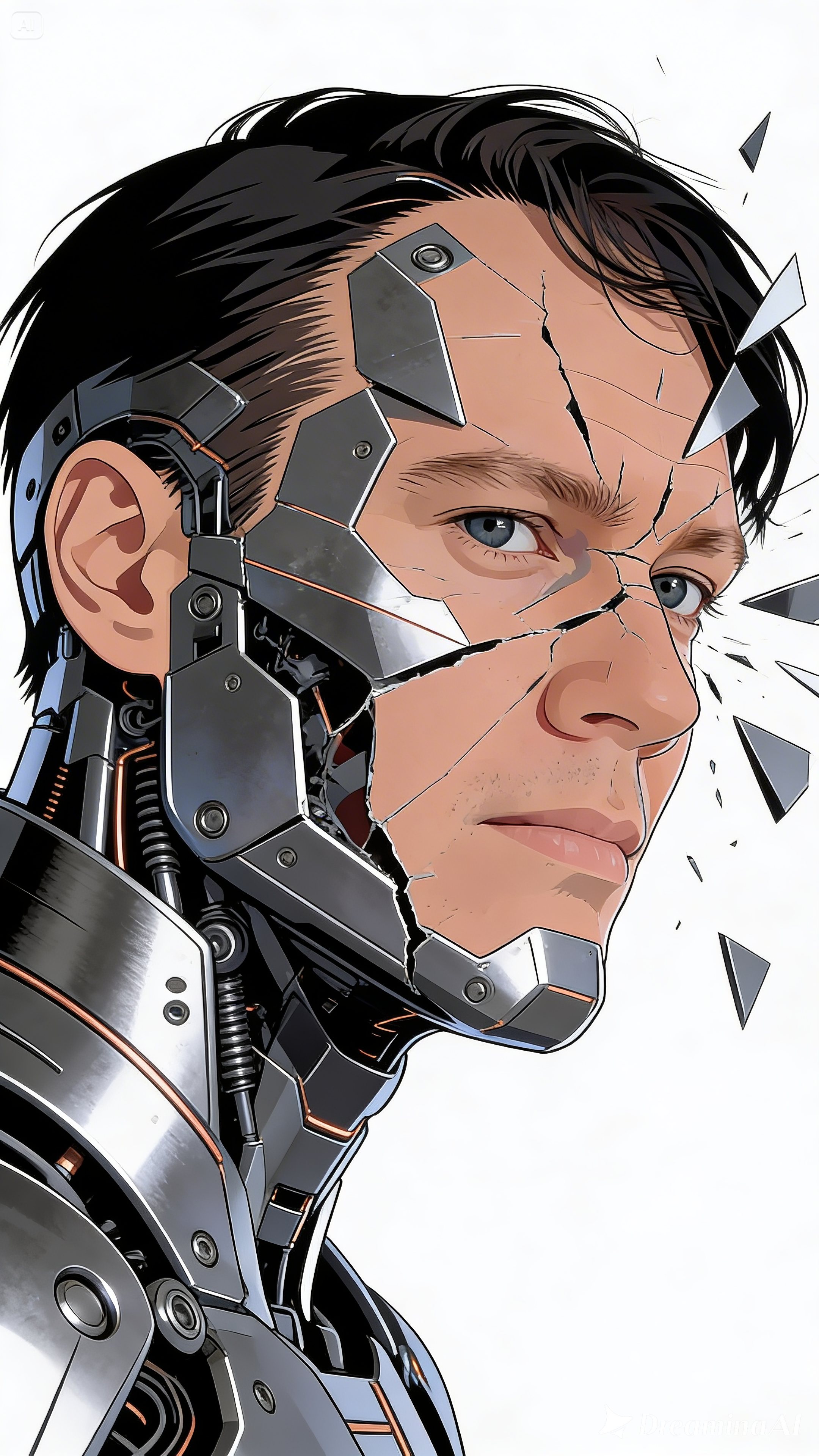 Editorial Cyberpunk Portrait Industrial Fragmentation Method