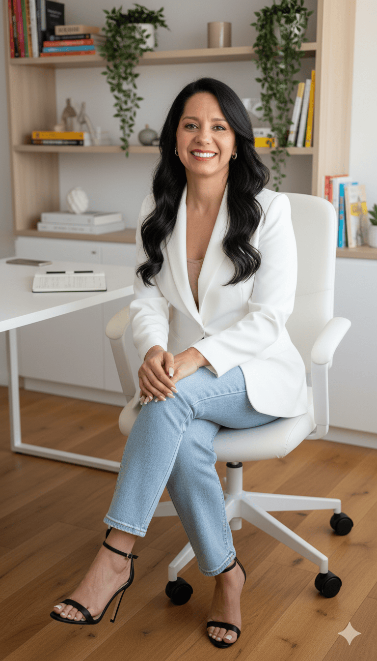 Executiva Moderna no Escritrio Minimalista