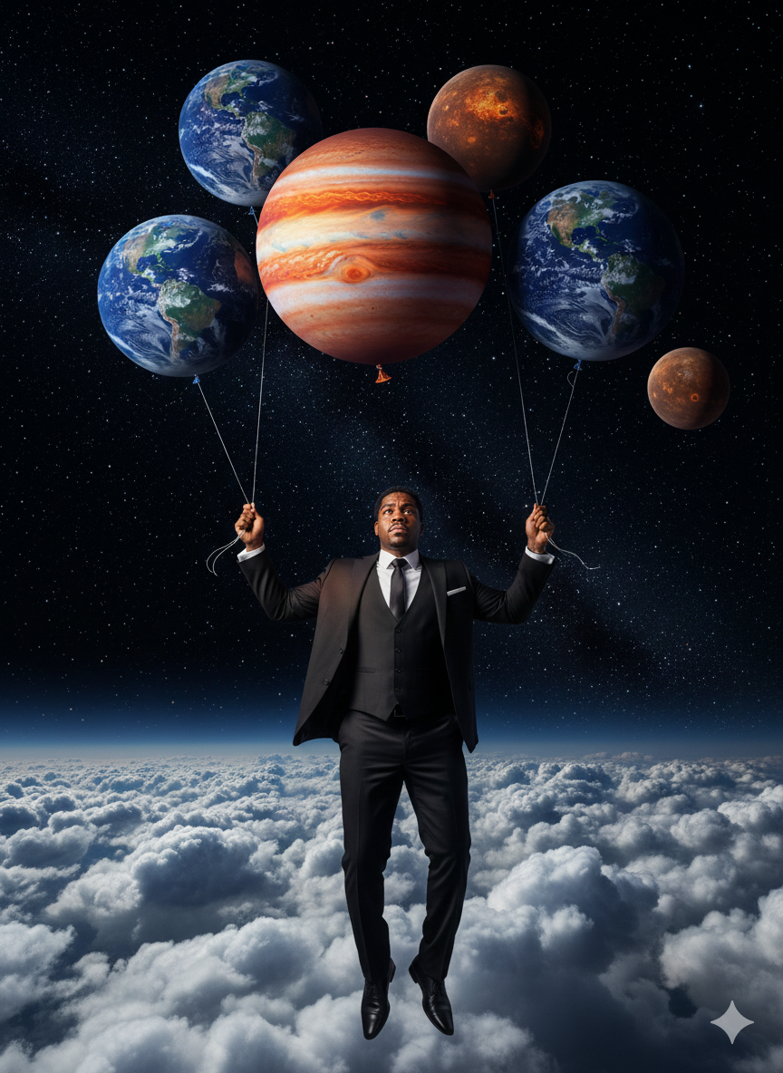 flutuando na imensido do espao sideral