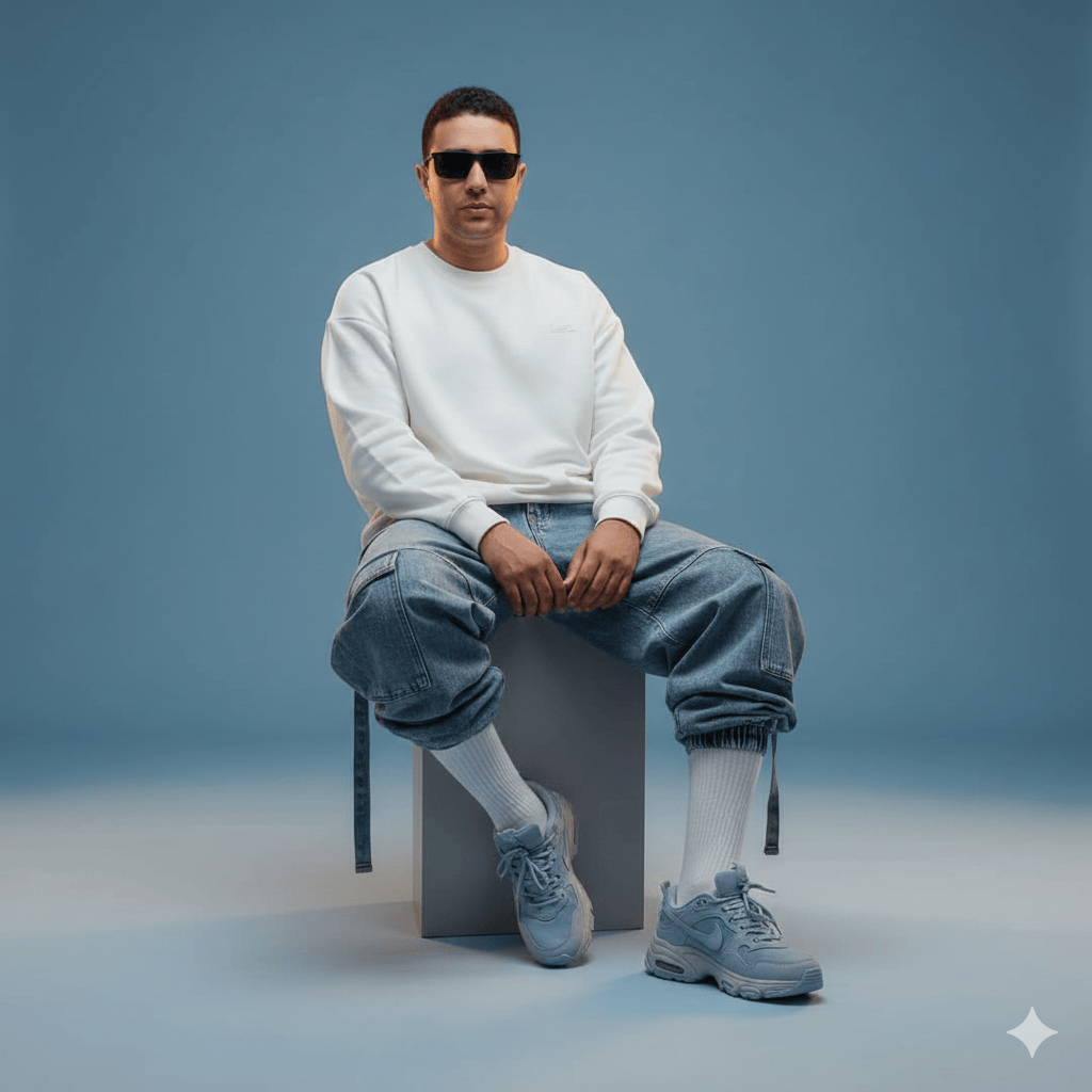 Futuristic Calm Editorial Studio Portrait