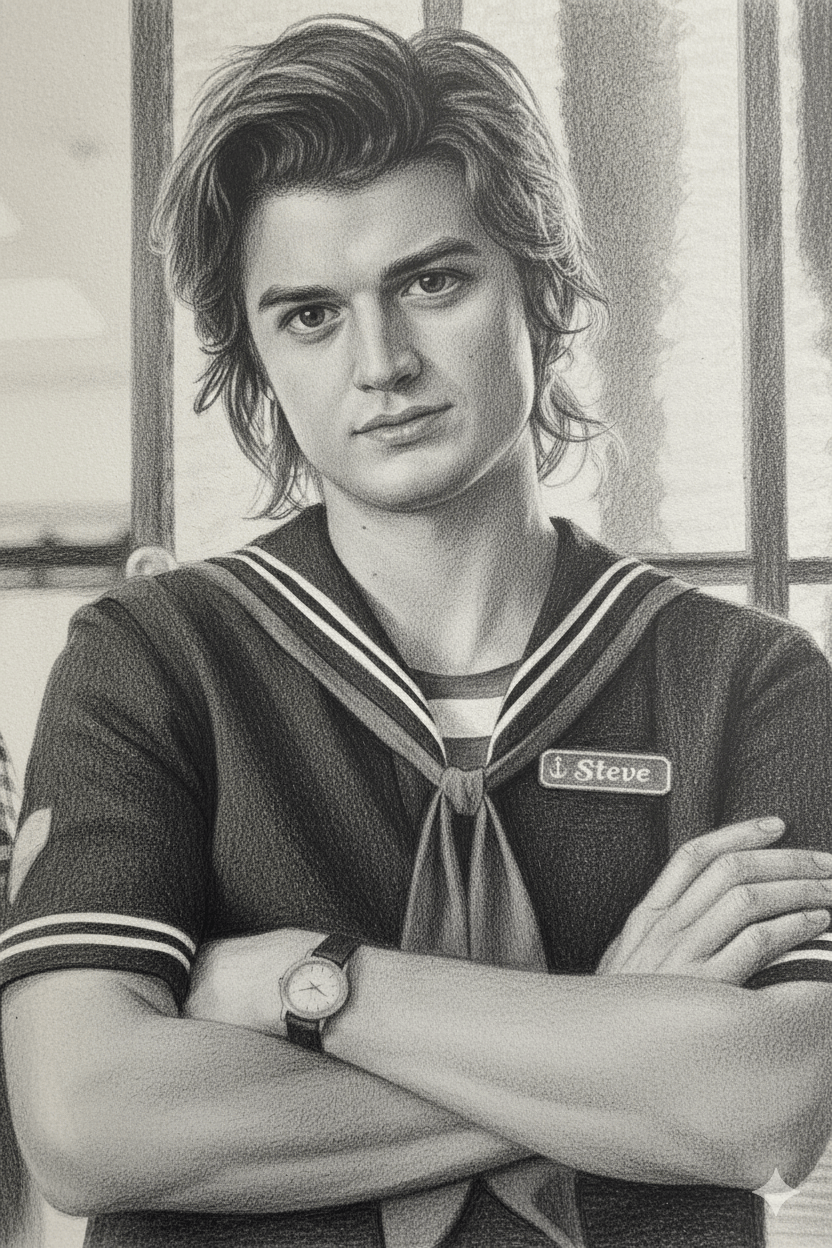 Graphite pencil sketch on textured paper