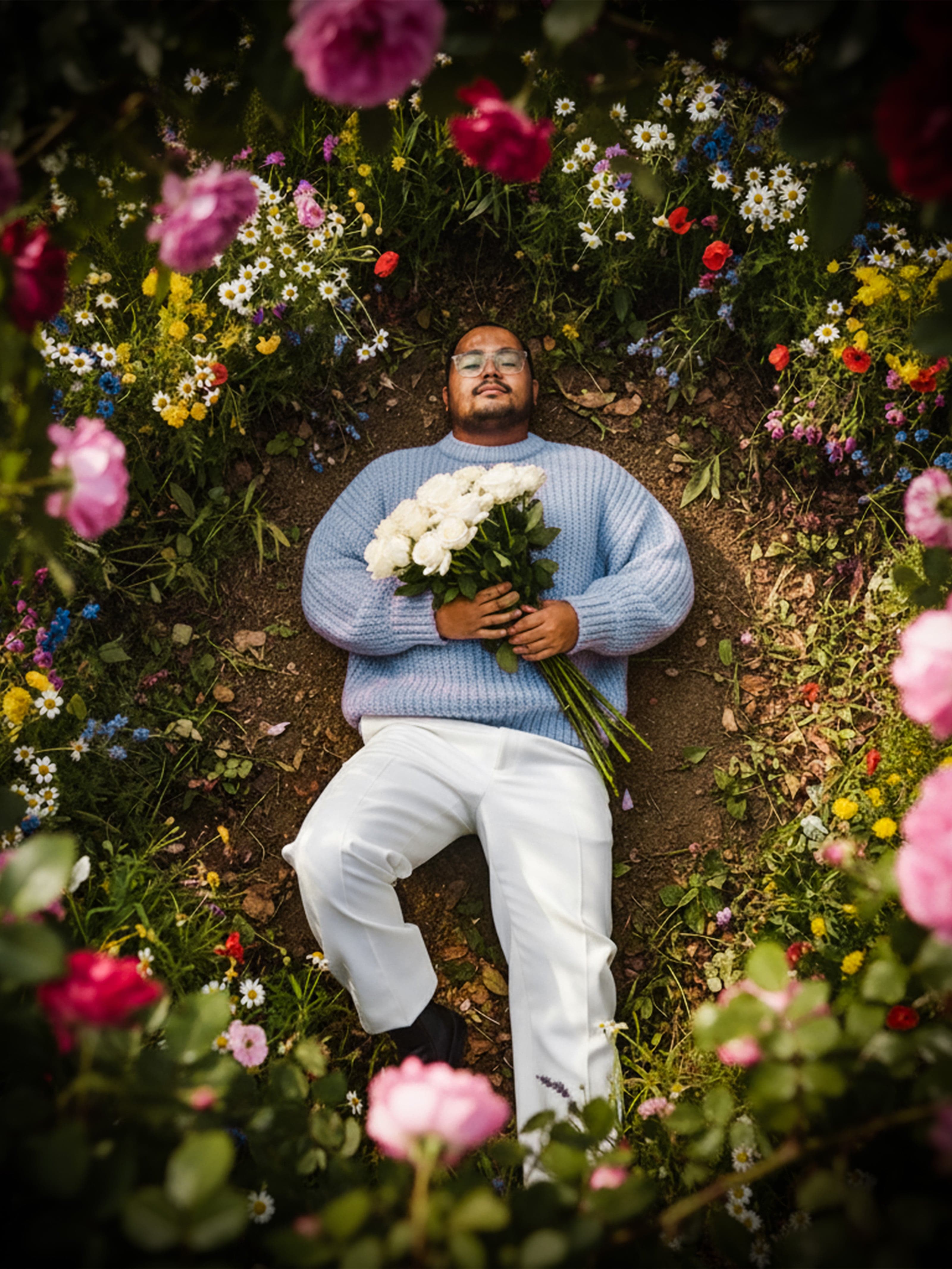 Holding Flower Bouquet drone shot