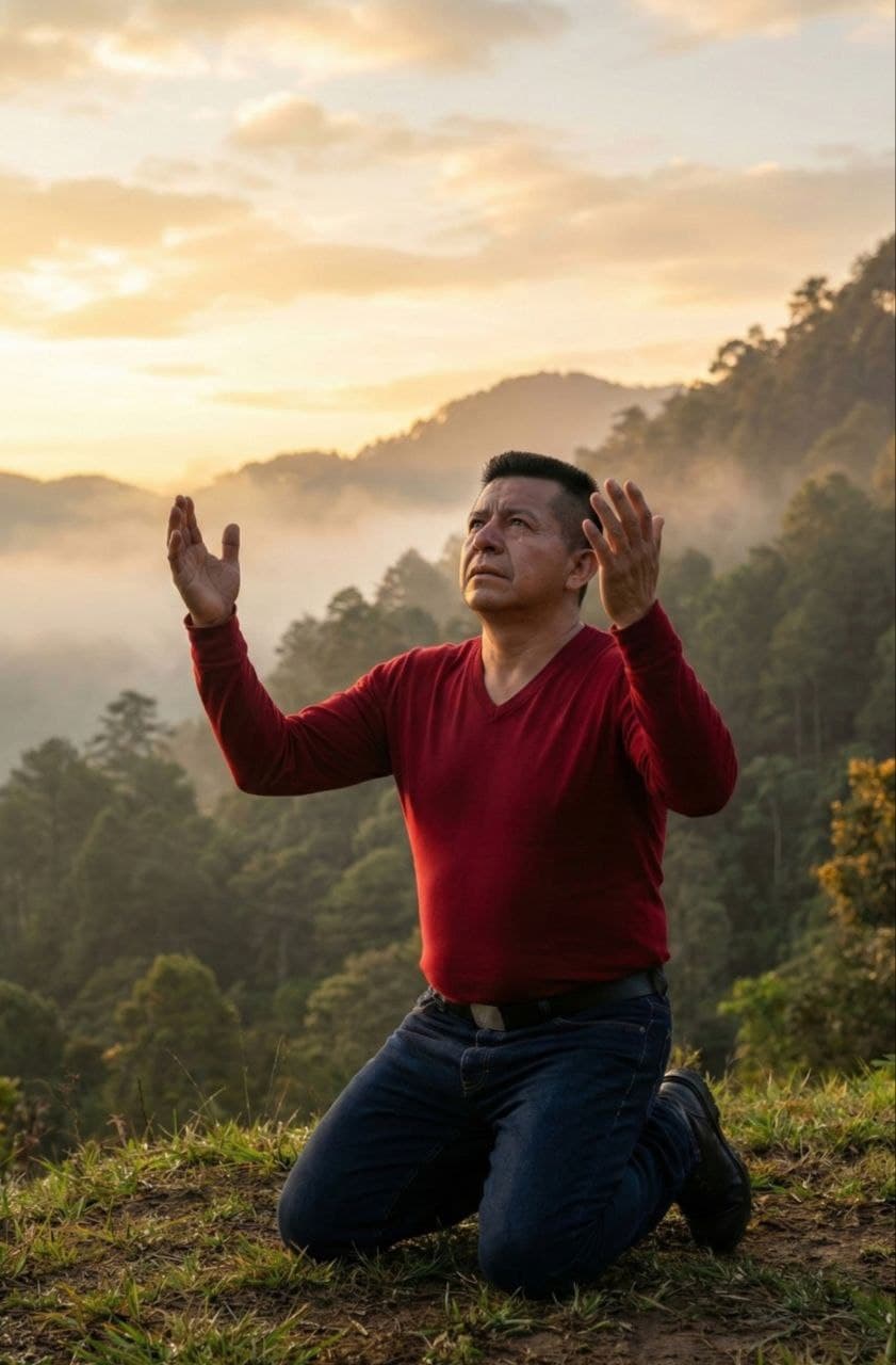 Hombre clamando a Dios