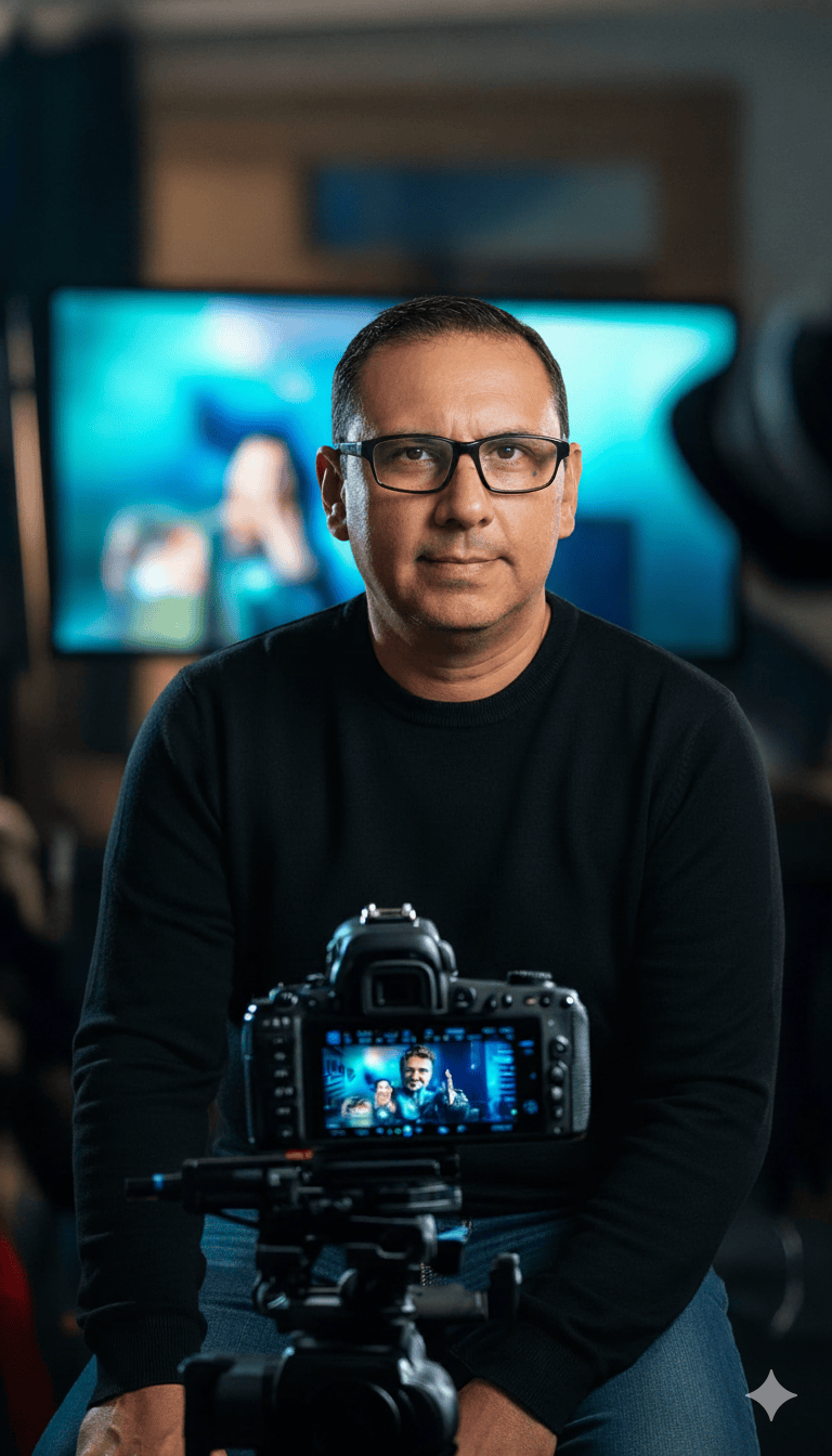 Hombre en estudio de tv.