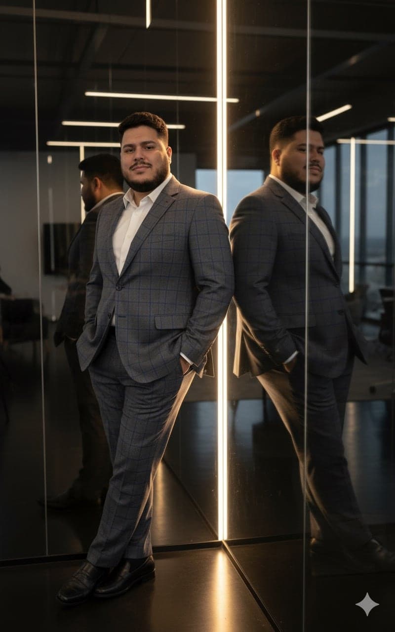 Homem elegante de terno com reflexo