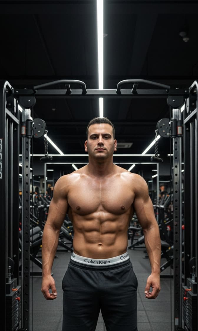 Image of an athletic man in the gym