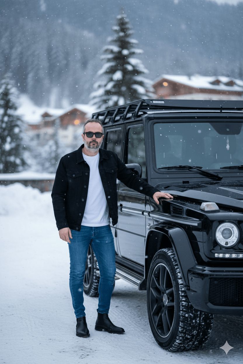luxury suv and snow