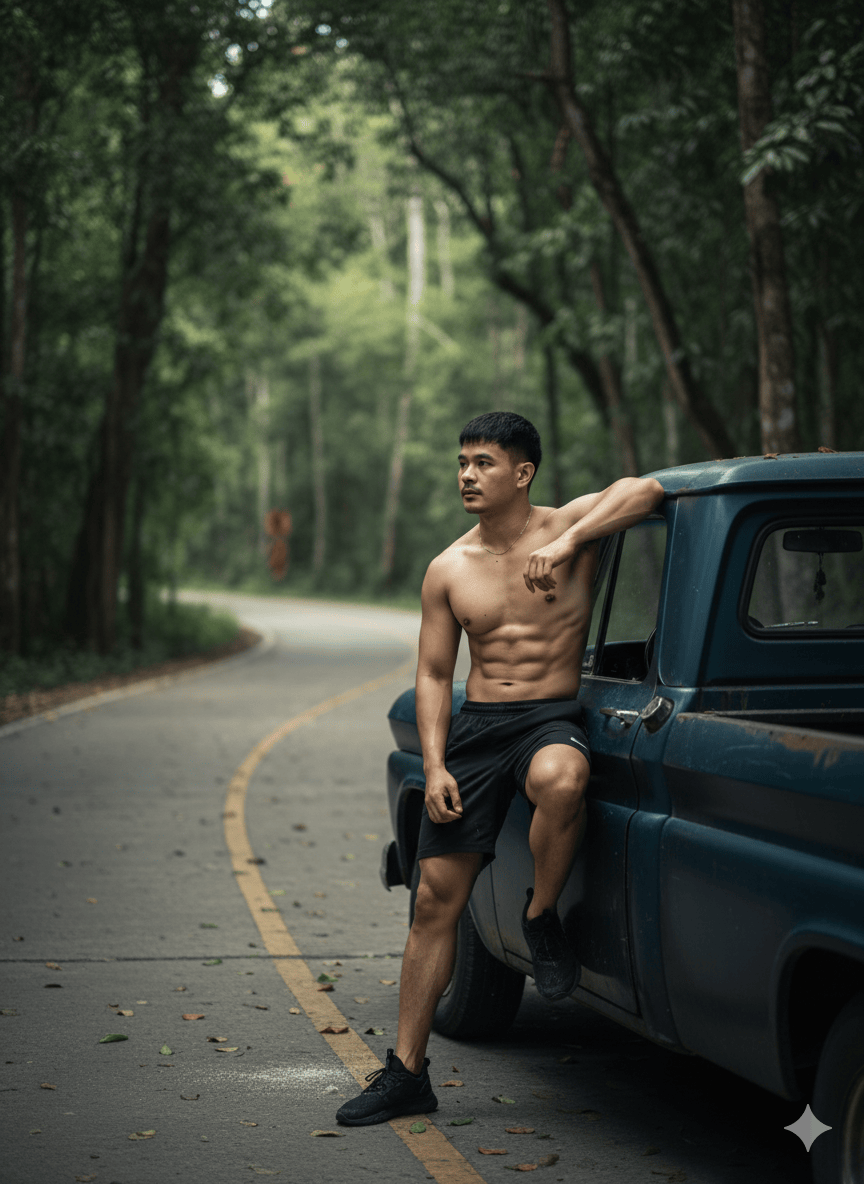 Male Cinematic Traveler on Pickup (8K Ultra Realistic)