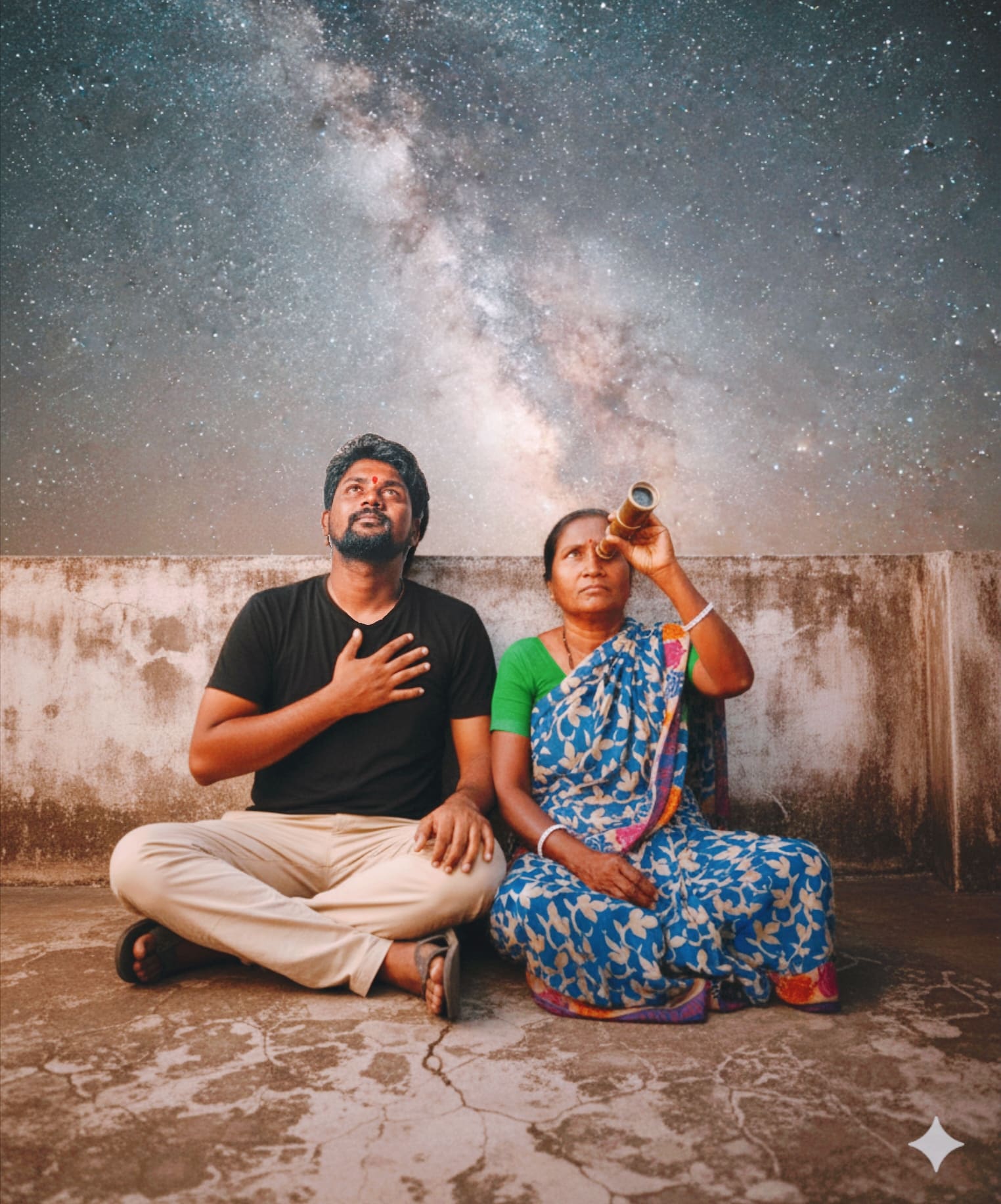 Mam and son seeing the sky