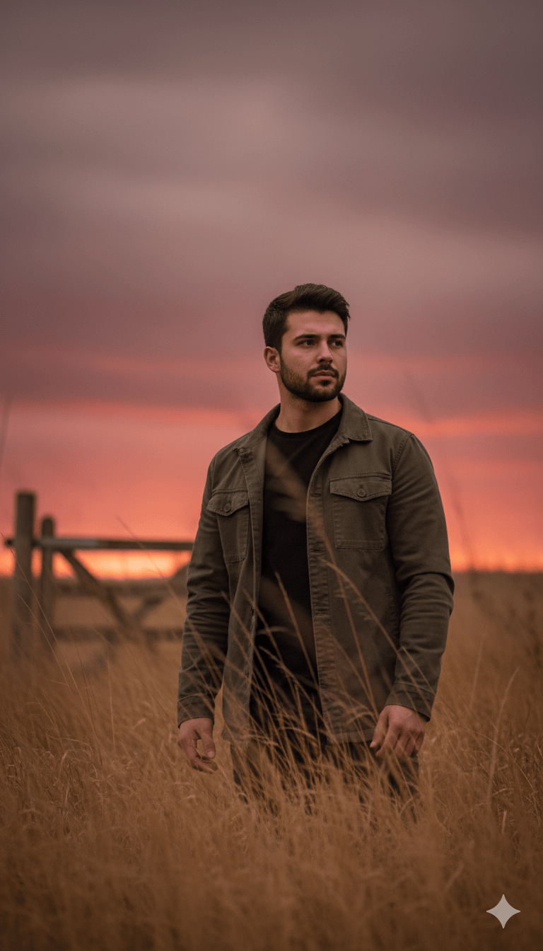 man in a field of weeds