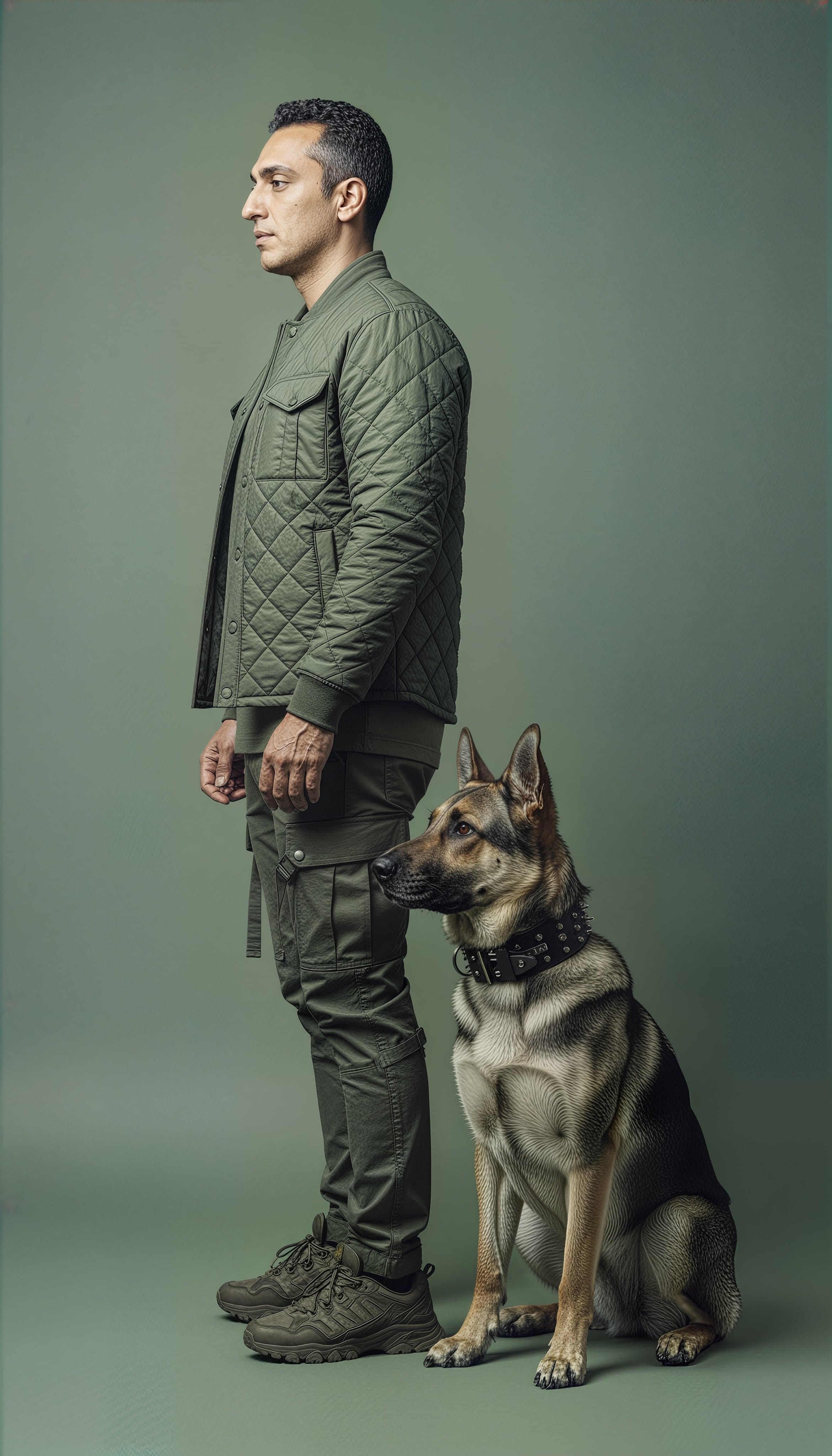 man with German shepherd