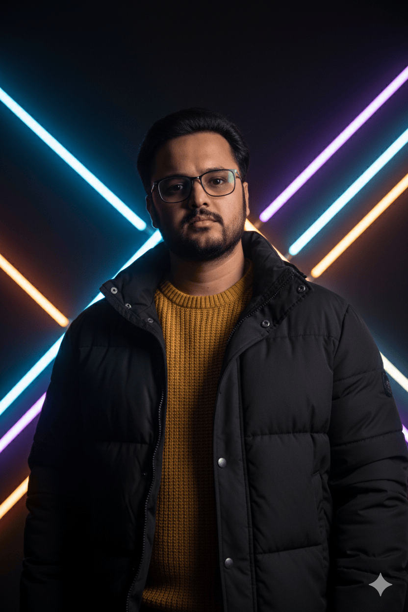 Man with Neon Lights