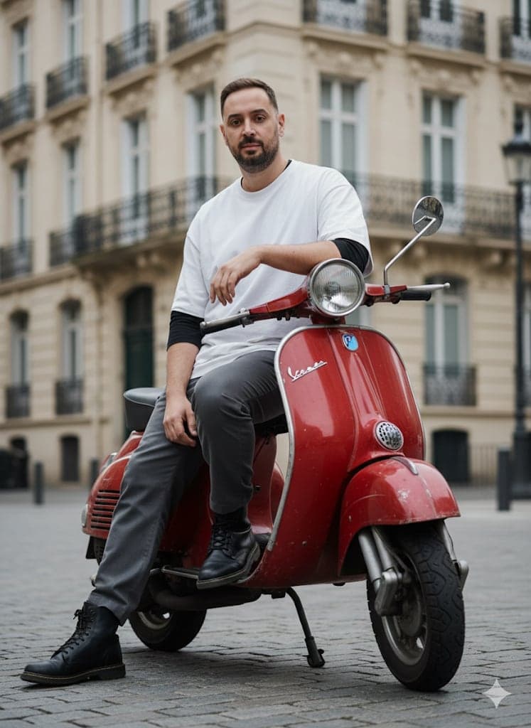 Man with red scooter