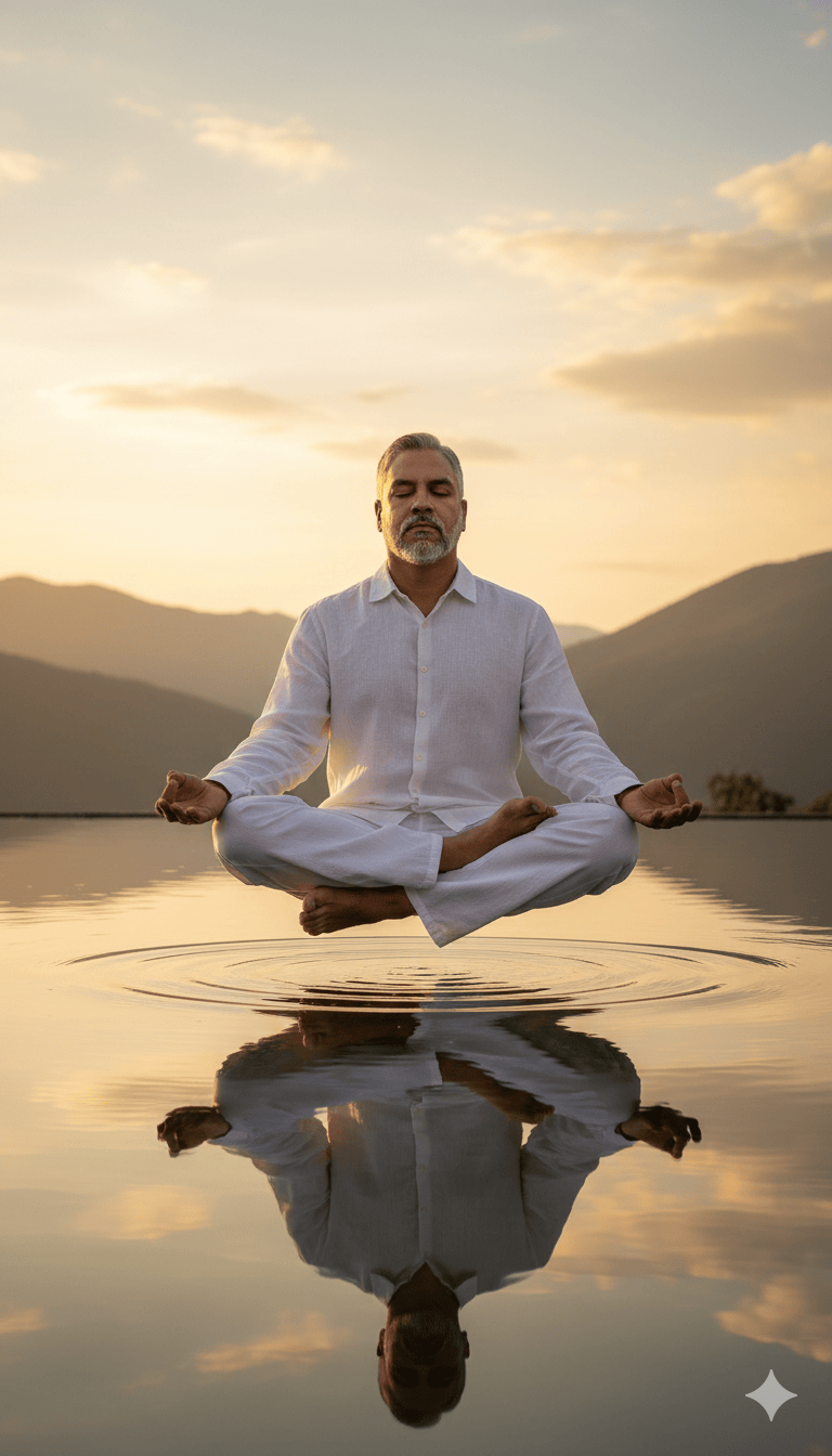 Meditating in lotus pose