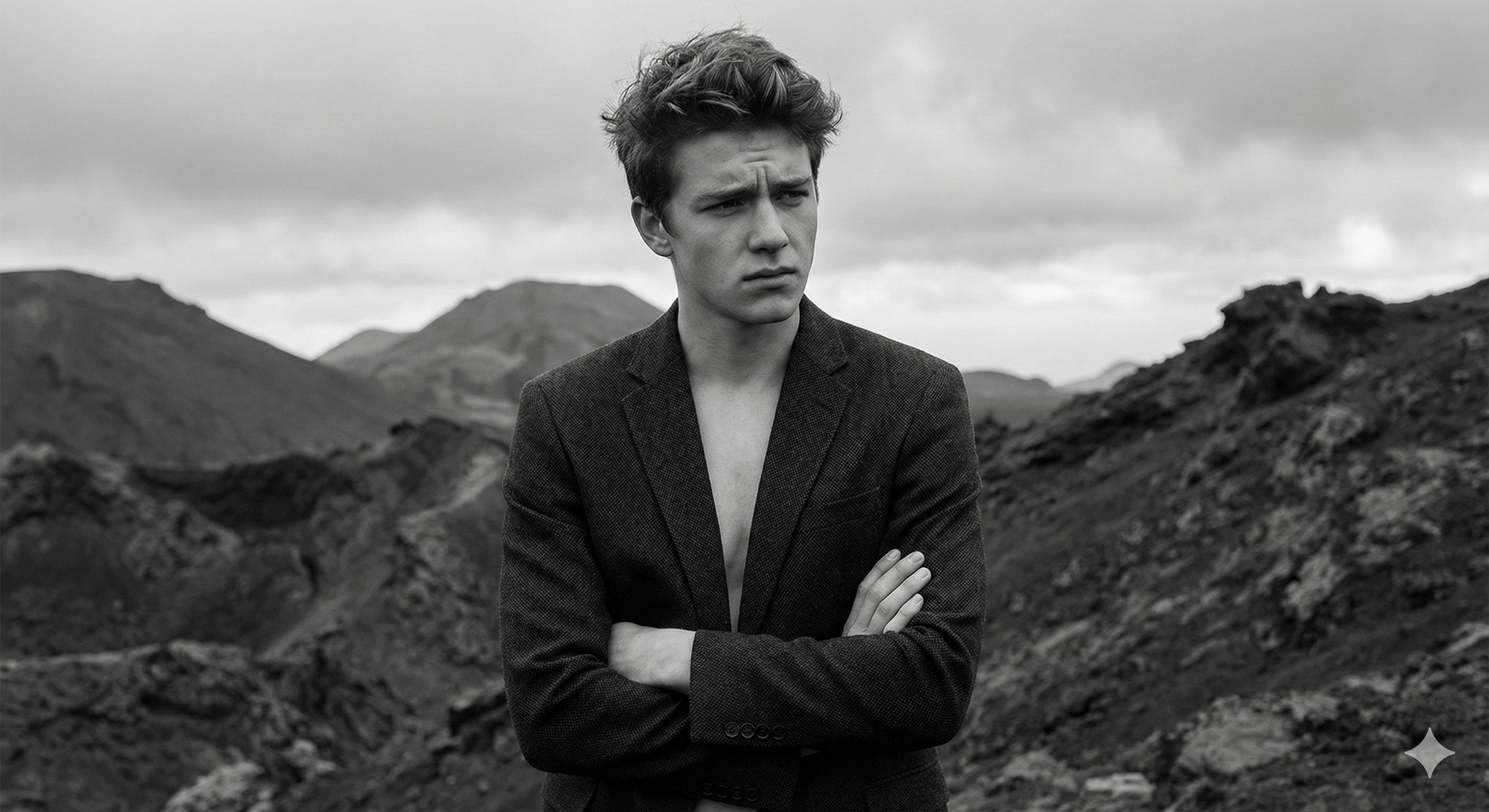 Moody, black and white, contemplative, portrait, desolate