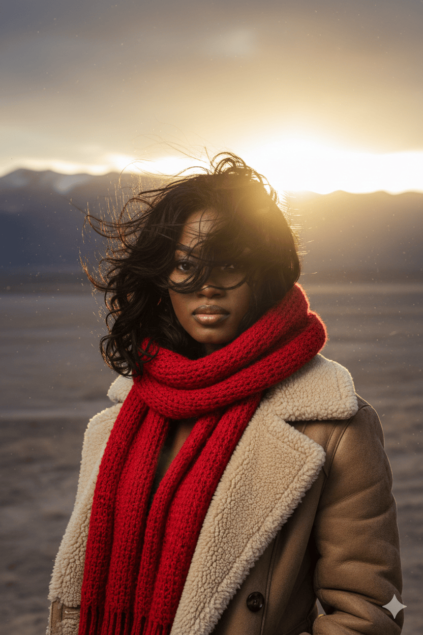 Mulher Angolana com leno vermelho ao vento