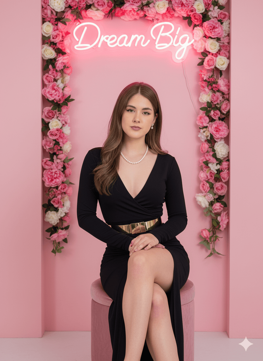 mulher sentada de forma elegante