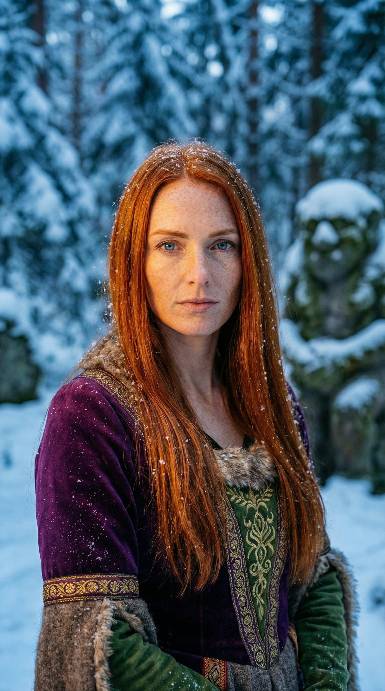 Photograph in a snowy forest