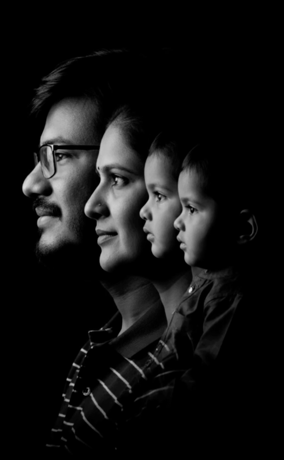 Photorealistic Fine-Art Black & White Family Portrait