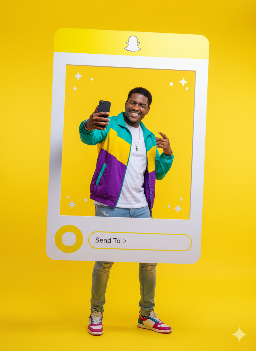 physical Snapchat interface frame