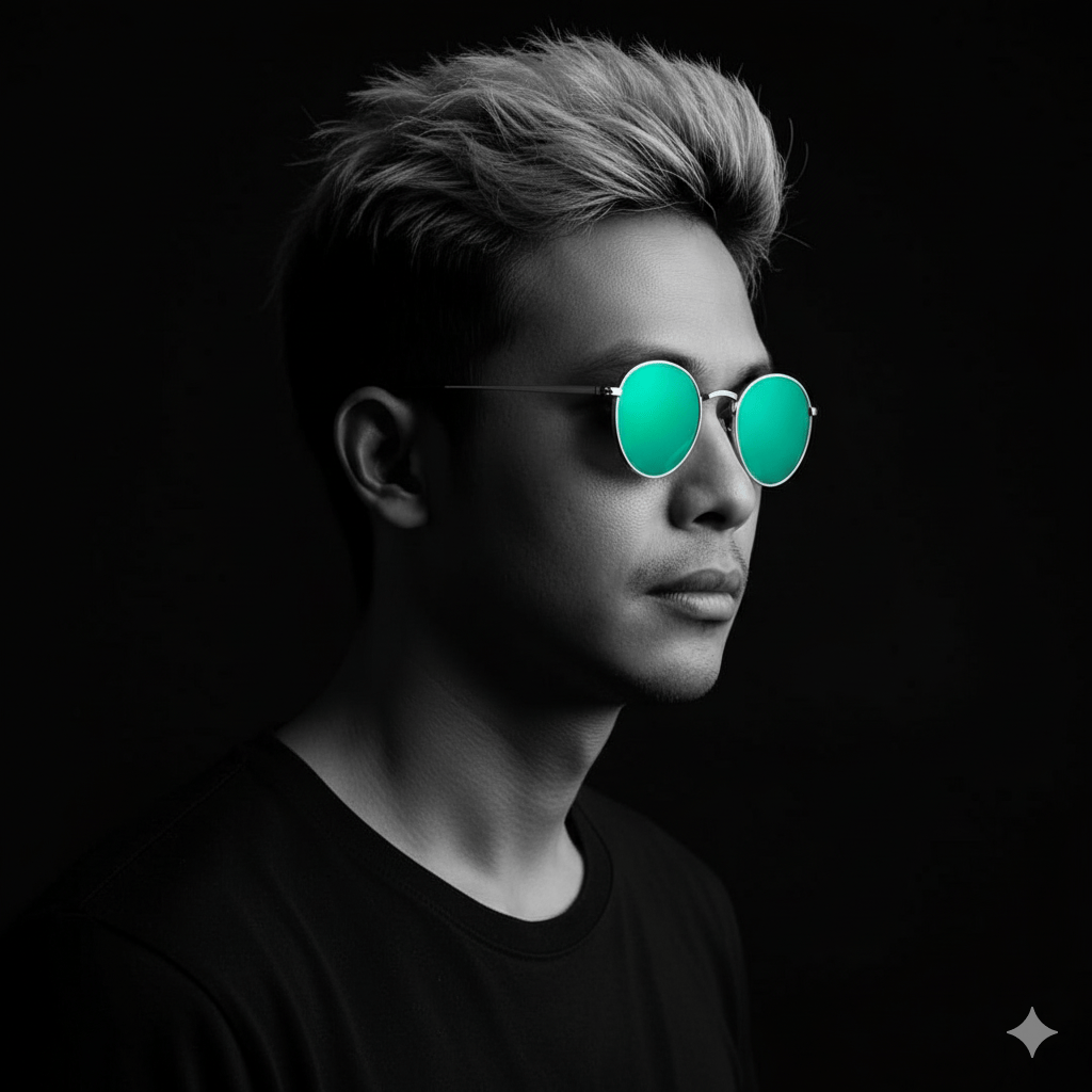 Potret wajah close-up hitam putih