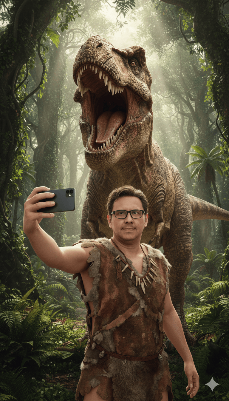 Prehistoric man selfie