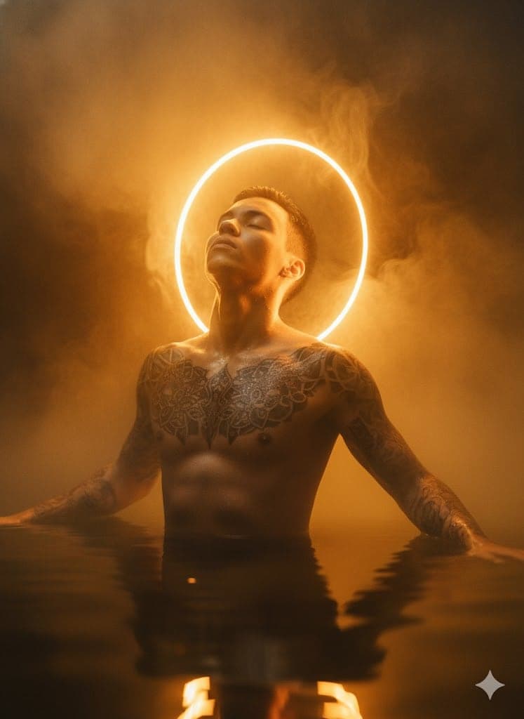 Prompt 1 Retrato na gua (dourado e mstico):