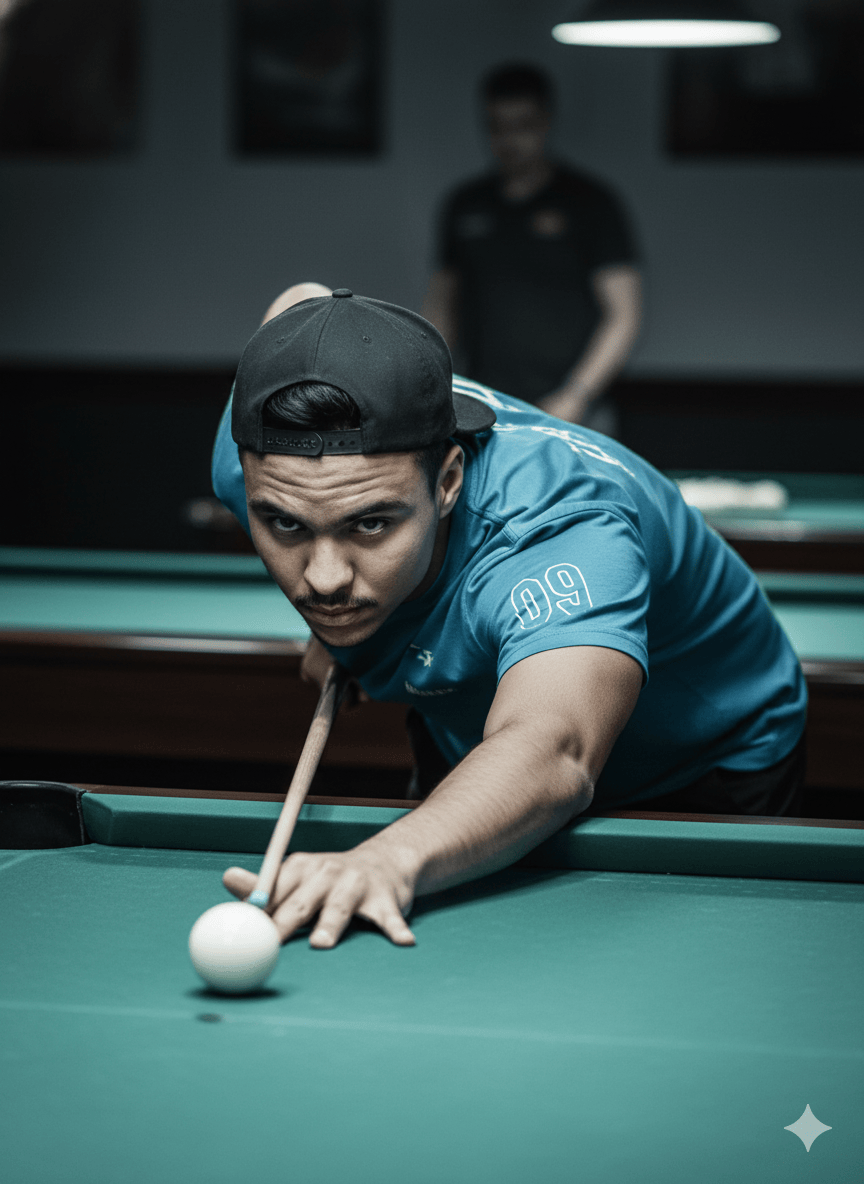 Prompt Editorial Retrato Masculino em Ao com Esttica de Sinuca e Narrativa de Preciso