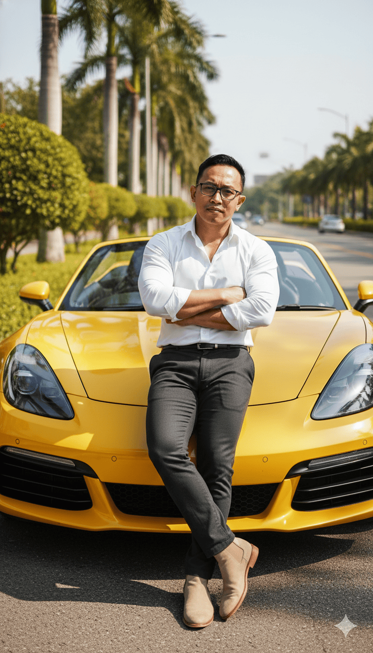 Prompt Man Behind Ferrarri 1