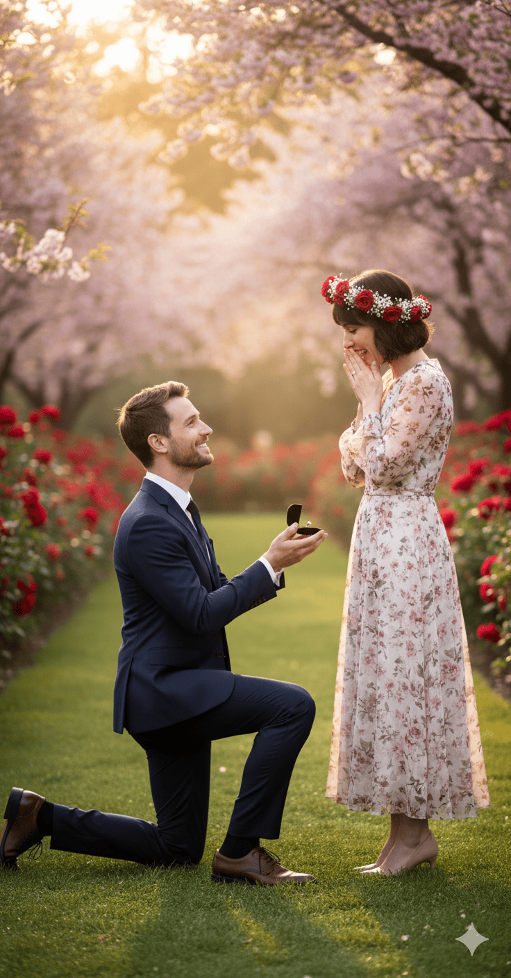 Proposal in a garden