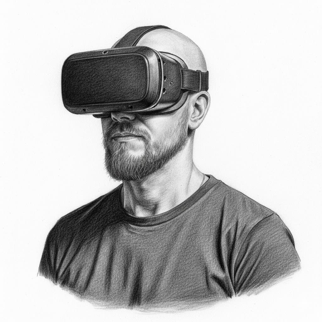 Realistic Portrait: Man in VR Goggles