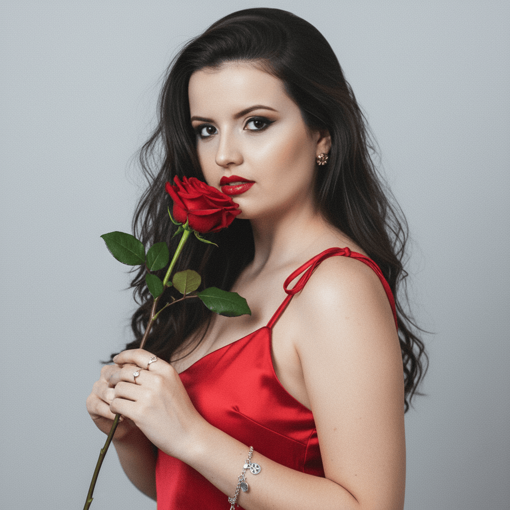 Red Dress, Dark Secrets: Floral Elegance