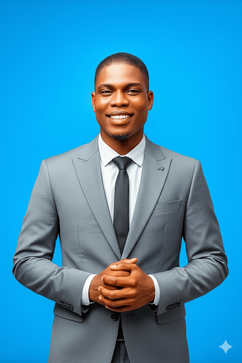 Replace the current outfit with a stylish ash-colored suit