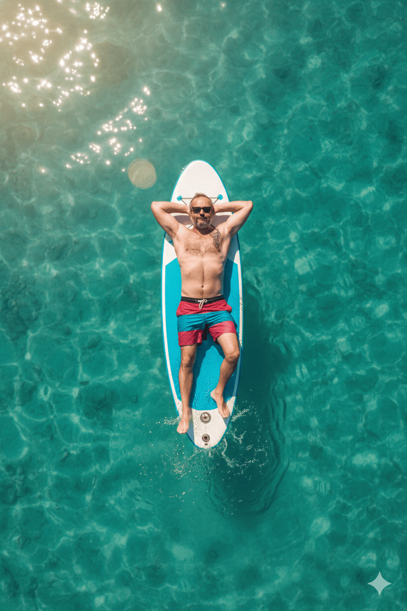 resting on paddle board