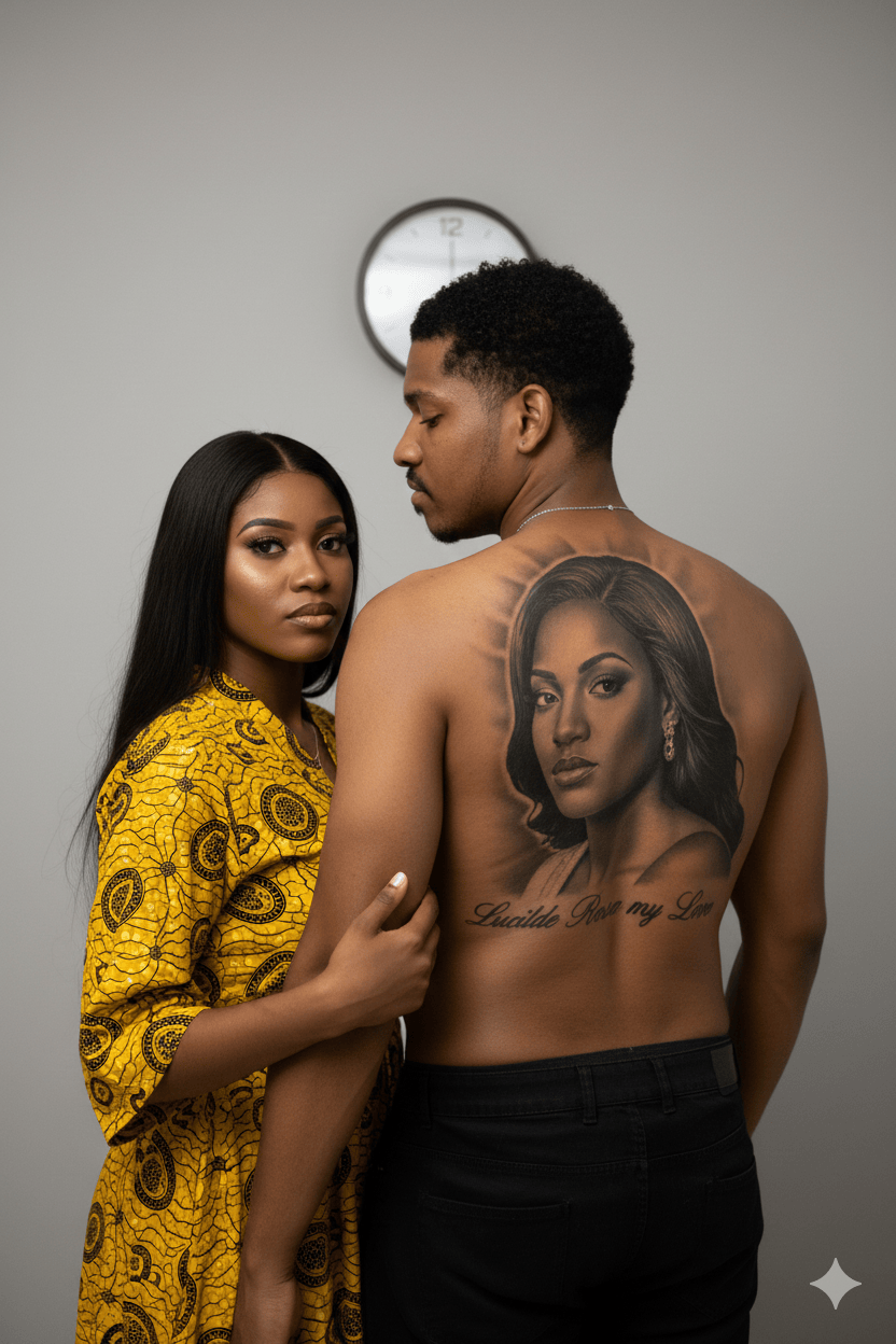 Rosto estampado em tatuagem