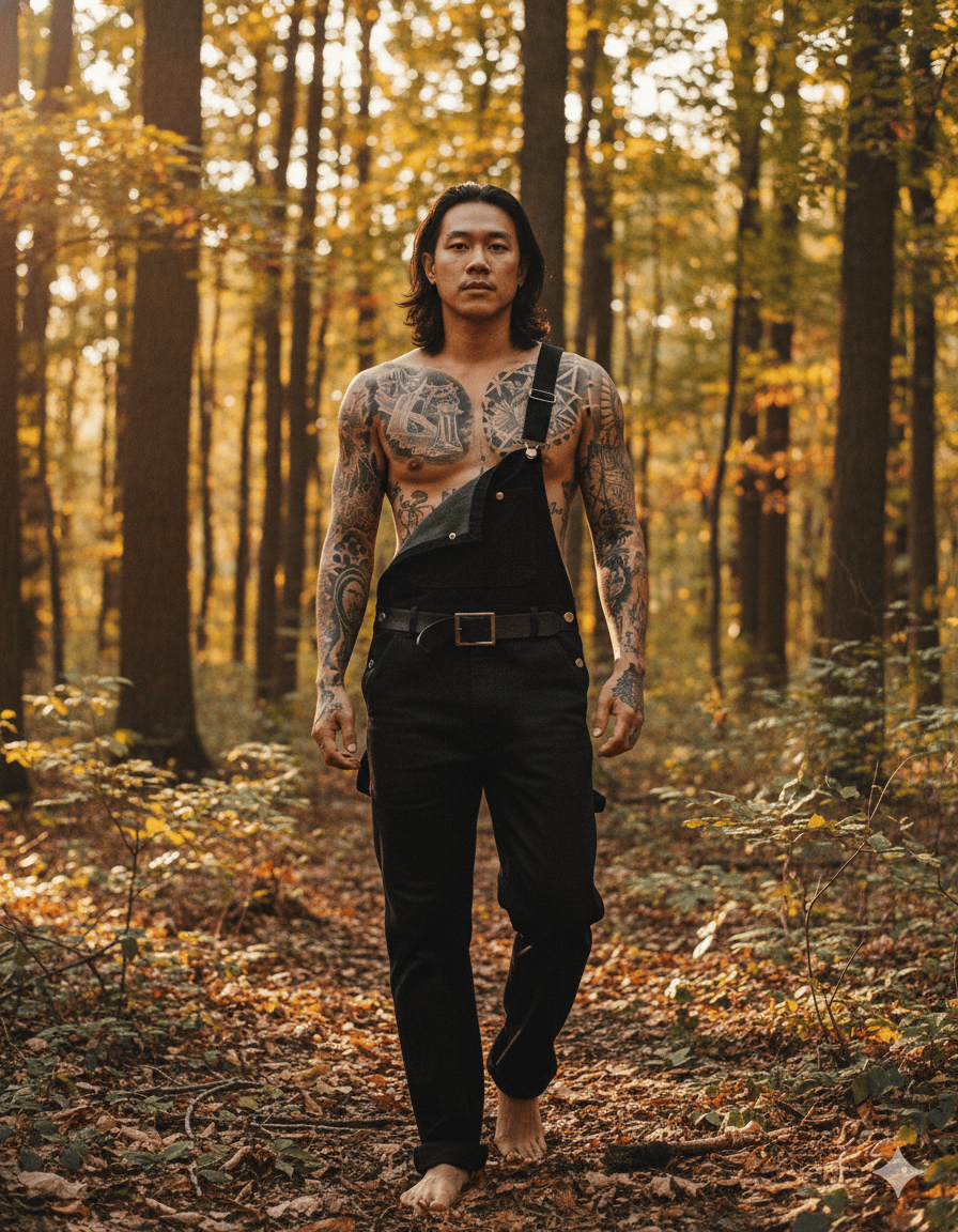 Rugged man in the woods