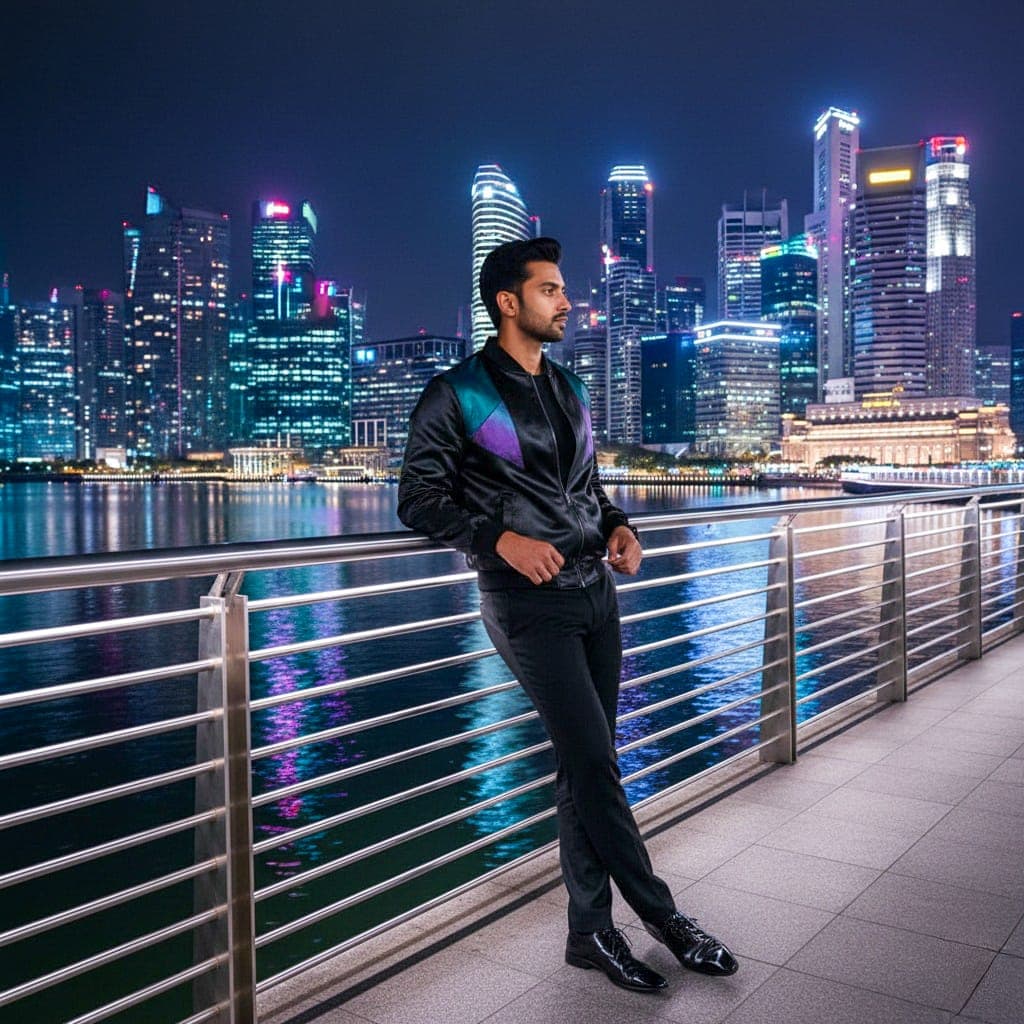 Singapore Marina Bay Sands Futuristic Night Fashion