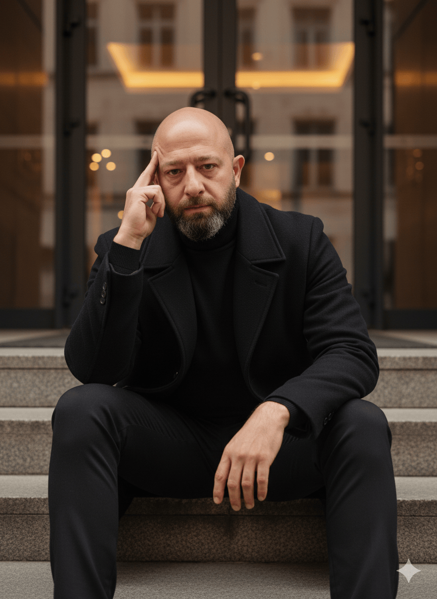 sitting on outdoor steps