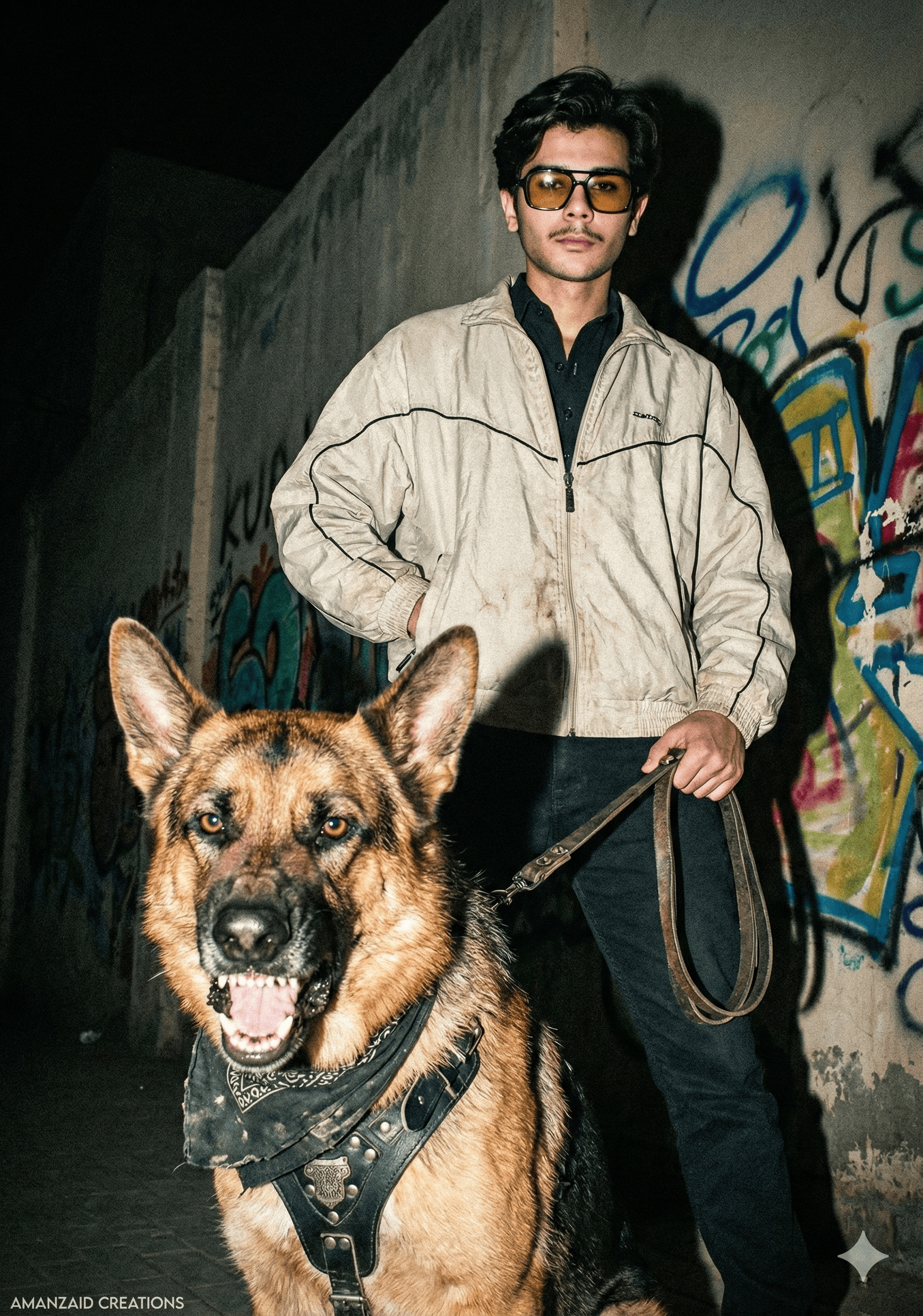 Street photo with dog