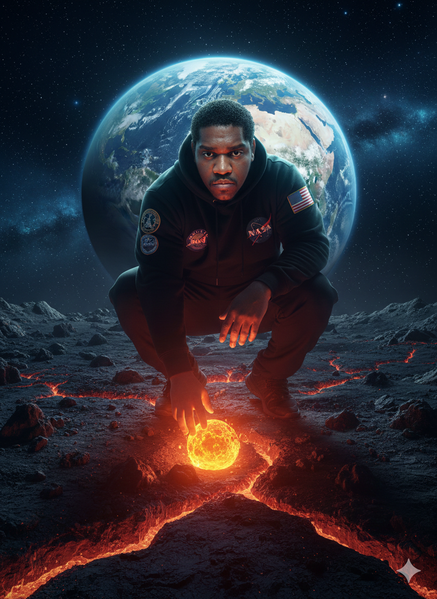 superfcie lunar escura e rochosa