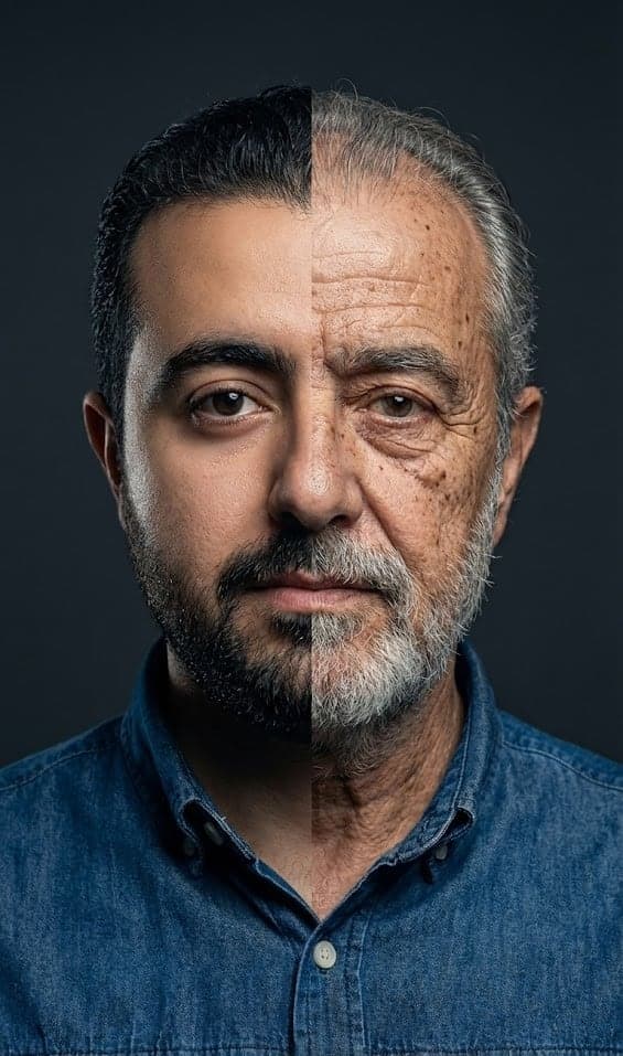 Symmetrically split portrait of a single person