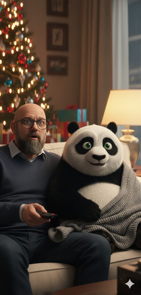 Um homem e um panda