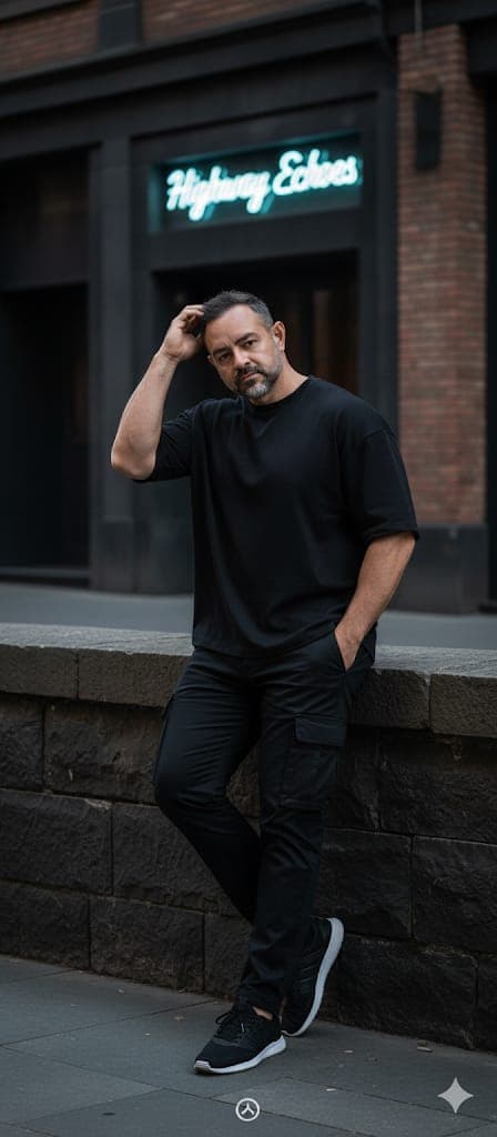 Urban Man Portait With Neon Sign